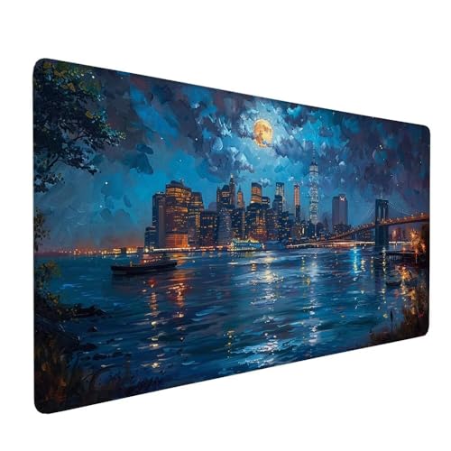 Blau Mousepad XXL 900 x 300 x 3 mm Gaming Mousepad Nachtansicht Large rutschfeste Schreibtischunterlage mit Wasserdichter Oberfläche Großer Schreibtisch Schutz Für PC, Laptop Home Office Deko X-352 Blau Mousepad XXL 900 x 300 x 3 mm Gaming Mousepad Nachtansicht Large rutschfeste Schreibtischunterlage mit Wasserdichter Oberfläche Großer Schreibtisch Schutz Für PC, Laptop Home Office Deko X-352 von Gnulguxo