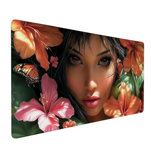 Blume Mauspad XXL 1000 x 500 x 3 mm Groß Gaming Mauspad SchöNheit Design Vernähte Kanten, mit rutschfeste Gummiunterseite, Verbessert Mouse Präzision und Geschwindigkeit für Gaming Laptop Büro X-270 von Gnulguxo