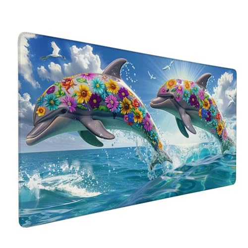 Gaming Mauspad Blau, Delphin Mauspad XXL 800 x 300 x 3 mm Gaming Mousepad Desk Mat, Schreibtisch Protector Matte mit Anti-Rutsch Basis, wasserdicht langlebig für Büro, Zuhause, Geschenke Frauen X-320 Gaming Mauspad Blau, Delphin Mauspad XXL 800 x 300 x 3 mm Gaming Mousepad Desk Mat, Schreibtisch Protector Matte mit Anti-Rutsch Basis, wasserdicht langlebig für Büro, Zuhause, Geschenke Frauen X-320 von Gnulguxo