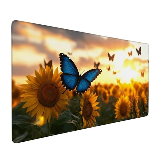 Gaming Mauspad Blau, Schmetterling Mauspad xxl 800 x 300 x 3 mm Gaming Mousepad Desk Mat, Schreibtisch Protector Matte mit Anti-Rutsch Basis wasserdicht und langlebig für Büro Zuhause, Geschenke X-787 Gaming Mauspad Blau, Schmetterling Mauspad xxl 800 x 300 x 3 mm Gaming Mousepad Desk Mat, Schreibtisch Protector Matte mit Anti-Rutsch Basis wasserdicht und langlebig für Büro Zuhause, Geschenke X-787 von Gnulguxo