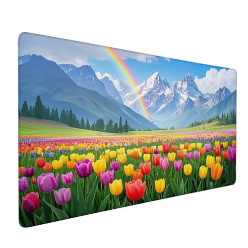 Gaming Mauspad Farbe, Tulpe Mauspad XXL 1500 x 800 x 3 mm Gaming Mousepad Desk Mat, Schreibtisch Protector Matte mit Anti-Rutsch Basis, wasserdicht langlebig für Büro, Zuhause, Geschenke Frauen X-581 Gaming Mauspad Farbe, Tulpe Mauspad XXL 1500 x 800 x 3 mm Gaming Mousepad Desk Mat, Schreibtisch Protector Matte mit Anti-Rutsch Basis, wasserdicht langlebig für Büro, Zuhause, Geschenke Frauen X-581 von Gnulguxo