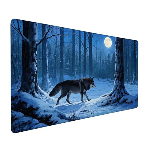 Gaming Mauspad Grau, Wolf Mauspad XXL 900 x 400 x 3 mm Gaming Mousepad Desk Mat, Schreibtisch Protector Matte mit Anti-Rutsch Basis, wasserdicht langlebig für Büro Zuhause, Geschenke für Frauen X-763 Gaming Mauspad Grau, Wolf Mauspad XXL 900 x 400 x 3 mm Gaming Mousepad Desk Mat, Schreibtisch Protector Matte mit Anti-Rutsch Basis, wasserdicht langlebig für Büro Zuhause, Geschenke für Frauen X-763 von Gnulguxo