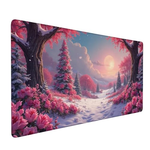 Gaming Mauspad Rosa, Landschaft Mauspad XXL 900 x 400 x 3 mm Gaming Mousepad Desk Mat, Schreibtisch Protector Matte mit Anti-Rutsch Basis, wasserdicht und langlebig für Büro Zuhause, Geschenke X-604 Gaming Mauspad Rosa, Landschaft Mauspad XXL 900 x 400 x 3 mm Gaming Mousepad Desk Mat, Schreibtisch Protector Matte mit Anti-Rutsch Basis, wasserdicht und langlebig für Büro Zuhause, Geschenke X-604 von Gnulguxo