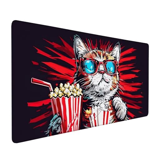 Gaming Mauspad Schwarz, Katze Mauspad xxl 900 x 400 x 3 mm Gaming Mousepad Desk Mat, Schreibtisch Protector Matte mit Anti-Rutsch Basis, wasserdicht langlebig für Büro, Zuhause, Geschenke Frauen X-700 Gaming Mauspad Schwarz, Katze Mauspad xxl 900 x 400 x 3 mm Gaming Mousepad Desk Mat, Schreibtisch Protector Matte mit Anti-Rutsch Basis, wasserdicht langlebig für Büro, Zuhause, Geschenke Frauen X-700 von Gnulguxo