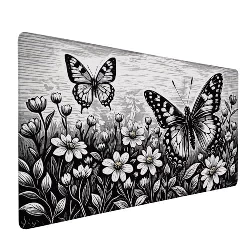 Gaming Mauspad Schwarz, Schmetterling Mauspad XXL 900 x 400 x 3 mm Gaming Mousepad Desk Mat, Schreibtisch Protector Matte mit Anti-Rutsch Basis wasserdicht langlebig für Büro Zuhause, Geschenke X-679 Gaming Mauspad Schwarz, Schmetterling Mauspad XXL 900 x 400 x 3 mm Gaming Mousepad Desk Mat, Schreibtisch Protector Matte mit Anti-Rutsch Basis wasserdicht langlebig für Büro Zuhause, Geschenke X-679 von Gnulguxo