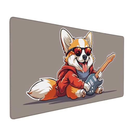 Gelb Mauspad XXL 1000 x 500 x 3 mm Groß Gaming Mauspad Corgi Design Vernähte Kanten, rutschfeste Gummiunterseite, Verbessert Mouse Präzision und Geschwindigkeit für Gaming, Laptop Büro, Zuhause X-274 von Gnulguxo