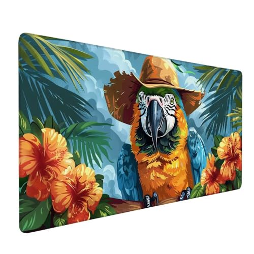 Gelb Mauspad XXL 1000 x 500 x 3 mm Groß Gaming Mauspad Papagei Design Vernähte Kanten, Rutschfeste Gummiunterseite, Verbessert Mouse Präzision und Geschwindigkeit für Gaming, Laptop Büro Zuhause X-280 von Gnulguxo