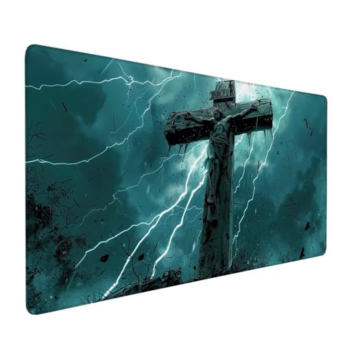 Kreuzen Mousepad XXL 700 x 300 x 3 mm Gaming Mousepad Christus Large rutschfeste Schreibtischunterlage mit Wasserdichter Oberfläche Großer Erweiterte Schreibtisch Schutz Für PC Home Office Deko X-443 Kreuzen Mousepad XXL 700 x 300 x 3 mm Gaming Mousepad Christus Large rutschfeste Schreibtischunterlage mit Wasserdichter Oberfläche Großer Erweiterte Schreibtisch Schutz Für PC Home Office Deko X-443 von Gnulguxo