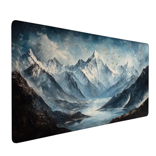 Retro Mauspad XXL 1000 x 500 x 3 mm Groß Gaming Mauspad Berg Design Vernähte Kanten, rutschfeste Gummiunterseite, Verbessert Mouse Präzision und Geschwindigkeit für Gaming, Laptop Büro, Zuhause X-166 von Gnulguxo