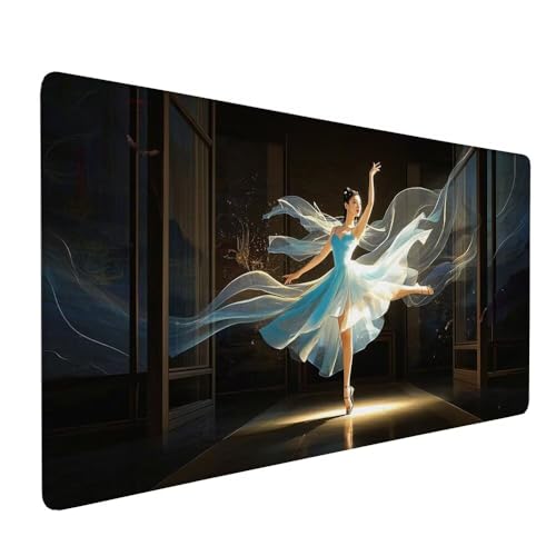 Schwarz Mauspad XXL 1000 x 500 x 3 mm Groß Gaming Mauspad TäNzer Design Vernähte Kanten, mit rutschfeste Gummiunterseite, Verbessert Mouse Präzision und Geschwindigkeit für Gaming Laptop Büro X-238 von Gnulguxo