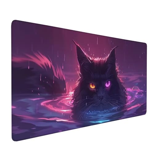 Schwarz Mauspad XXL 1000 x 500 x 3 mm Groß Gaming Mauspad Tier Design Vernähte Kanten, Rutschfeste Gummiunterseite, Verbessert Mouse Präzision und Geschwindigkeit für Gaming, Laptop Büro Zuhause X-194 von Gnulguxo