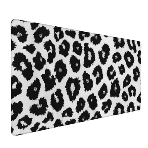 Schwarz Mauspad XXL 800 x 400 x 3 mm Groß Gaming Mauspad Leopard Design Vernähte Kanten, mit rutschfeste Gummiunterseite, Verbessert Mouse Präzision und Geschwindigkeit für Gaming Laptop Büro X-188 von Gnulguxo