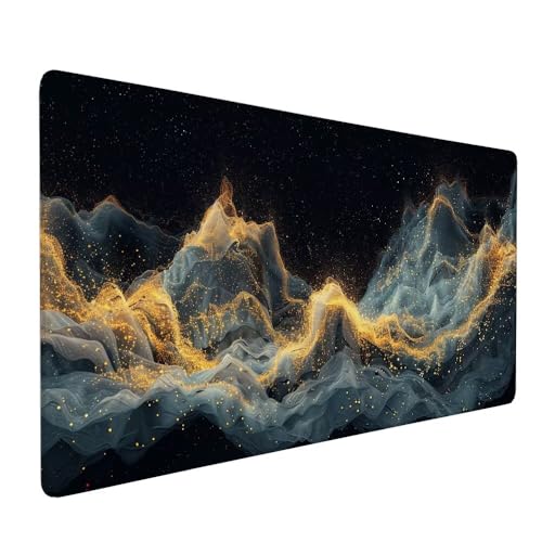 Schwarz Mauspad XXL 800 x 400 x 3 mm Groß Gaming Mauspad Linie Design Vernähte Kanten, Rutschfeste Gummiunterseite, Verbessert Mouse Präzision und Geschwindigkeit für Gaming, Laptop Büro Zuhause X-240 von Gnulguxo