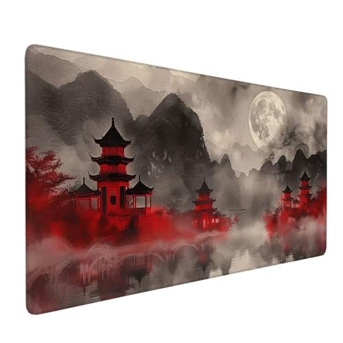 Schwarz Und Weiß Mauspad XXL 800 x 400 x 3 mm Groß Gaming Mauspad Sicht Design Vernähte Kanten, mit Rutschfeste Gummiunterseite, Verbessert Mouse Präzision Geschwindigkeit für Gaming Laptop Büro X-178 von Gnulguxo