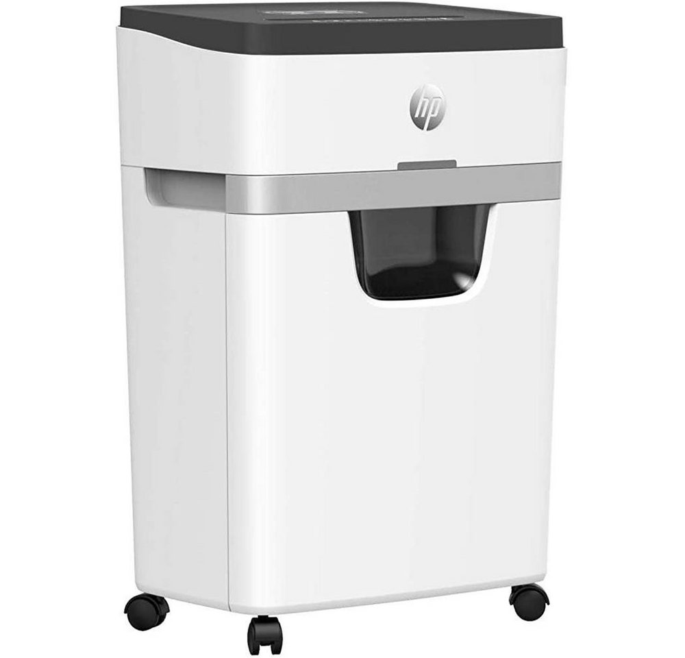 Go Europe Aktenvernichter HP OneShred 18CC, Sicherheitsstufe P-4 Cross Cut 18 Blatt Partikelschnitt 25 L weiß von Go Europe