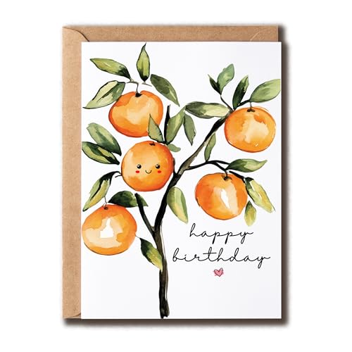 Geburtstagskarte mit niedlichem Orangenbaum, lustiger Gruß, humorvolles Smiley-Gesicht, einzigartiger Geburtstag, beste Freundin, Damen und Herren Geburtstagskarte mit niedlichem Orangenbaum, lustiger Gruß, humorvolles Smiley-Gesicht, einzigartiger Geburtstag, beste Freundin, Damen und Herren von GoGi93Art