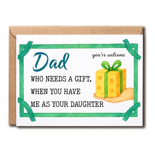 Geschenkkarte mit Aufschrift "Dad Who Needs A Gift Card", "Happy Father's Day", süßer Gruß, lustig, einzigartig, Geschenk von Tochter und Ihn von GoGi93Art