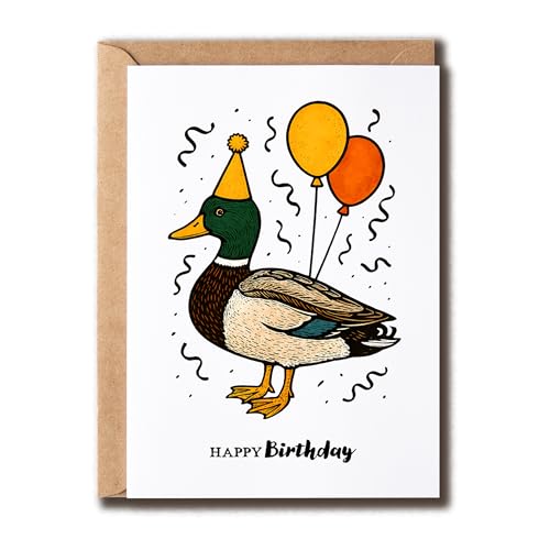 GoGi93Art Ente mit Ballon-Karte – niedliche Stockententier-Karte – Happy Birthday – besonderer Gruß – lustig – beste Freundin – Schwester – Bruder GoGi93Art Ente mit Ballon-Karte – niedliche Stockententier-Karte – Happy Birthday – besonderer Gruß – lustig – beste Freundin – Schwester – Bruder von GoGi93Art