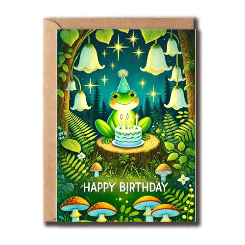 GoGi93Art Frosch-Tier-Themenkarte – Happy Birthday Karte – niedlicher Wald – Gruß – Krötengeburtstag – Jahrestag – Kinder – Erwachsene – Frauen – Männer GoGi93Art Frosch-Tier-Themenkarte – Happy Birthday Karte – niedlicher Wald – Gruß – Krötengeburtstag – Jahrestag – Kinder – Erwachsene – Frauen – Männer von GoGi93Art