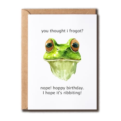 GoGi93Art Geburtstagskarte mit Aufschrift "Hoppy Birthday I Hope It's Ribbiting", lustige Frosch-Inspirationskarte, lustiges Wortspiel, Gruß, Humor, Geburtstag, Bruder, Schwester GoGi93Art Geburtstagskarte mit Aufschrift "Hoppy Birthday I Hope It's Ribbiting", lustige Frosch-Inspirationskarte, lustiges Wortspiel, Gruß, Humor, Geburtstag, Bruder, Schwester von GoGi93Art