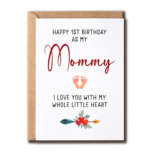 GoGi93Art Geburtstagskarte zum 1. Geburtstag als meine Mama, Karte zum ersten Jahrestag, Grußkarte für die neue Mutter, niedlich, Geschenk für Frauen GoGi93Art Geburtstagskarte zum 1. Geburtstag als meine Mama, Karte zum ersten Jahrestag, Grußkarte für die neue Mutter, niedlich, Geschenk für Frauen von GoGi93Art