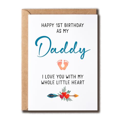 GoGi93Art Glückwunschkarte zum 1. Geburtstag als mein Vater – Karte zum ersten Jahrestag – Grußkarte zum neuen Vater – niedliches Geschenk für Männer GoGi93Art Glückwunschkarte zum 1. Geburtstag als mein Vater – Karte zum ersten Jahrestag – Grußkarte zum neuen Vater – niedliches Geschenk für Männer von GoGi93Art