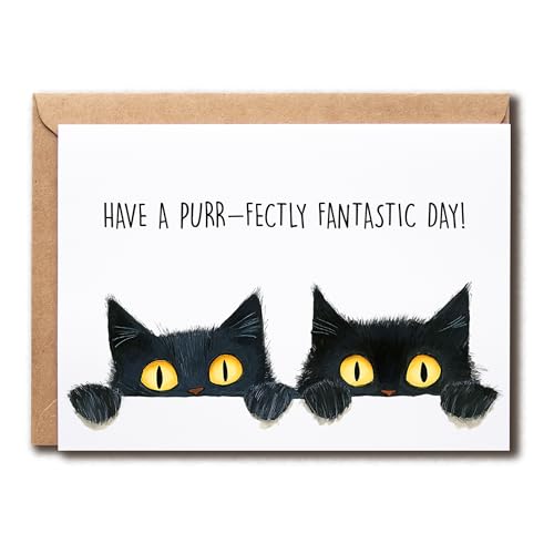 GoGi93Art Grußkarte mit Aufschrift "Have A Purr-Fectly Fantastic Day", Peeking Cat – Perfekter Geburtstag – Katzenliebhaber – Grußkarte – Geschenk für Sie – Ihn GoGi93Art Grußkarte mit Aufschrift "Have A Purr-Fectly Fantastic Day", Peeking Cat – Perfekter Geburtstag – Katzenliebhaber – Grußkarte – Geschenk für Sie – Ihn von GoGi93Art