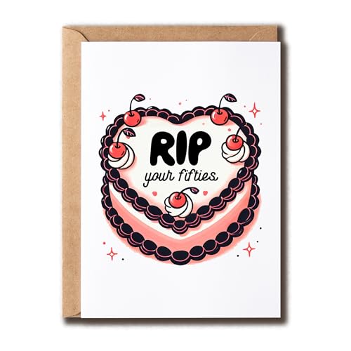 GoGi93Art Rip Your Fifties Karte – Geburtstagskuchen-Karte – Blanko Insdie – 50. Grußkarte – Wortspiel Happy Birhthday – niedlich – Geschenk für Sie und Ihn GoGi93Art Rip Your Fifties Karte – Geburtstagskuchen-Karte – Blanko Insdie – 50. Grußkarte – Wortspiel Happy Birhthday – niedlich – Geschenk für Sie und Ihn von GoGi93Art
