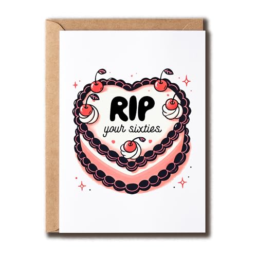 GoGi93Art Rip Your Sixties Karte – Geburtstagskuchen-Karte – Blanko Insdie – 60. Grußkarte – Wortspiel Happy Birhthday – niedlich – Geschenk für Sie und Ihn GoGi93Art Rip Your Sixties Karte – Geburtstagskuchen-Karte – Blanko Insdie – 60. Grußkarte – Wortspiel Happy Birhthday – niedlich – Geschenk für Sie und Ihn von GoGi93Art