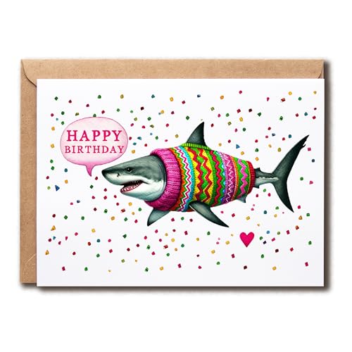 Happy Birthday Hai-Karte – Hai trägt Pullover Karte – Grußkarte – tolles Jubiläum – einzigartig – Geschenk für Ihn – Jungen – Sohn Happy Birthday Hai-Karte – Hai trägt Pullover Karte – Grußkarte – tolles Jubiläum – einzigartig – Geschenk für Ihn – Jungen – Sohn von GoGi93Art