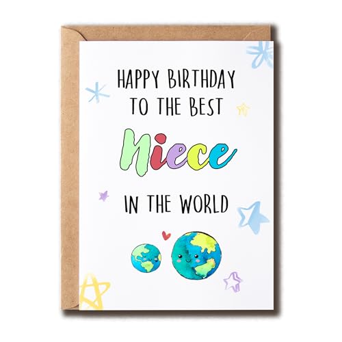 GoGiDesigns Happy Birthday To The Best Niece in the world - Geburtstagskarte für Nichte - Karte für Nichte - Erster Geburtstag als Nichte - Lustige Geburtstagskarte von GoGiDesigns