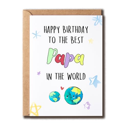 GoGiDesigns Happy Birthday To The Best Papa in the world - Geburtstagskarte für Papa - Karte für Papa - Erster Geburtstag als Papa - Lustige Geburtstagskarte von GoGiDesigns
