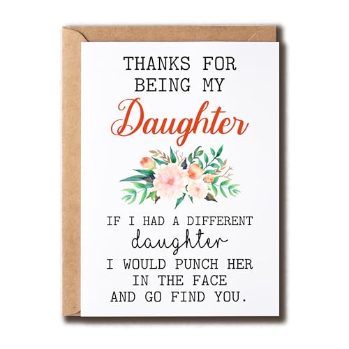 GoGiDesigns Karte mit Aufschrift "Thank you for being my daughter", Karte von Mutter zu Tochter, lustige Karte für Tochter, Dankeskarte, Geburtstagskarte von GoGiDesigns