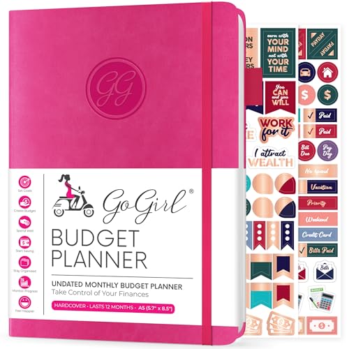 GoGirl Budget Planer - Monatliches Budgetbuch für Finanzplaner. Expense Tracker Notebook Journal zur Kontrolle Ihres Geldes. Undatiert, dauert 1 Jahr, A5-Größe (14.5x21cm) - Heißes Rosa von GoGirl