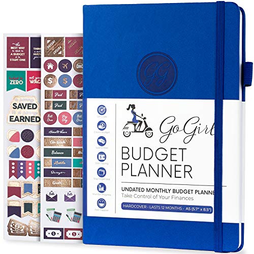 GoGirl Budget Planer - Monatliches Budgetbuch für Finanzplaner. Expense Tracker Notebook Journal zur Kontrolle Ihres Geldes. Undatiert, dauert 1 Jahr, A5-Größe (14.5x21cm) - Königsblau von GoGirl