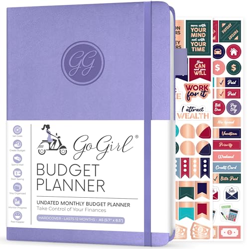 GoGirl Budget Planer - Monatliches Budgetbuch für Finanzplaner. Expense Tracker Notebook Journal zur Kontrolle Ihres Geldes. Undatiert, dauert 1 Jahr, A5-Größe (14.5x21cm) - Lavendel von GoGirl