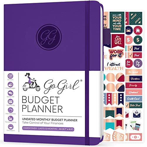 GoGirl Budget Planer - Monatliches Budgetbuch für Finanzplaner. Expense Tracker Notebook Journal zur Kontrolle Ihres Geldes. Undatiert, dauert 1 Jahr, A5-Größe (14.5x21cm) - Lila von GoGirl