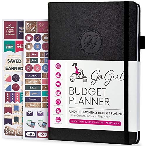 GoGirl Budget Planer - Monatliches Budgetbuch für Finanzplaner. Expense Tracker Notebook Journal zur Kontrolle Ihres Geldes. Undatiert, dauert 1 Jahr, A5-Größe (14.5x21cm) - Schwarz von GoGirl