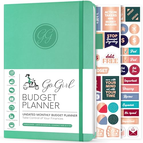 GoGirl Budget Planer - Monatliches Budgetbuch für Finanzplaner. Expense Tracker Notebook Journal zur Kontrolle Ihres Geldes. Undatiert, dauert 1 Jahr, Kompakt (13.5x19cm) - Smaragd von GoGirl