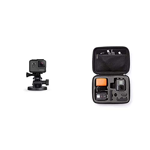 GoPro Front Saugnapfhalterung - gebogene, vertikale Schnellspannschnalle, 2 x Schwenkarme, Rändelschrauben (Offizielles GoPro-Zubehör) & Amazon Basics Tragetasche für GoPro Actionkameras, Gr. S von GoPro