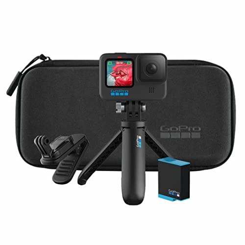 GoPro HERO10, 5K, Black Bündeln - Enthält magnetischen Drehclip, wiederaufladbare Akku (2), Shorty (Stativ + Griff) und Tragetasche von GoPro