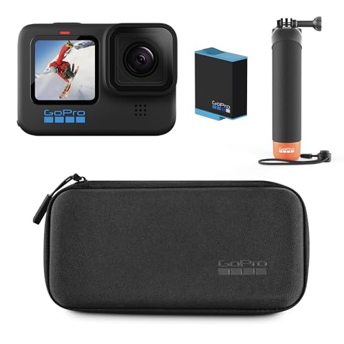 GoPro HERO10 Black Bundle – enthält HERO10 Black Kamera, den Handler (schwimmender Handgriff), wiederaufladbare Batterie und Tragetasche von GoPro