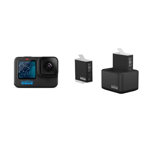 GoPro HERO11 Black – wasserdichte Action-Kamera mit 5,3K60 Ultra HD-Video & Dual-Akkuladegerät + 2 Enduro-Akkus (HERO11 Black/HERO10 Black/HERO9 Black) – Offizielles Zubehör, ADDBD-211-EU von GoPro