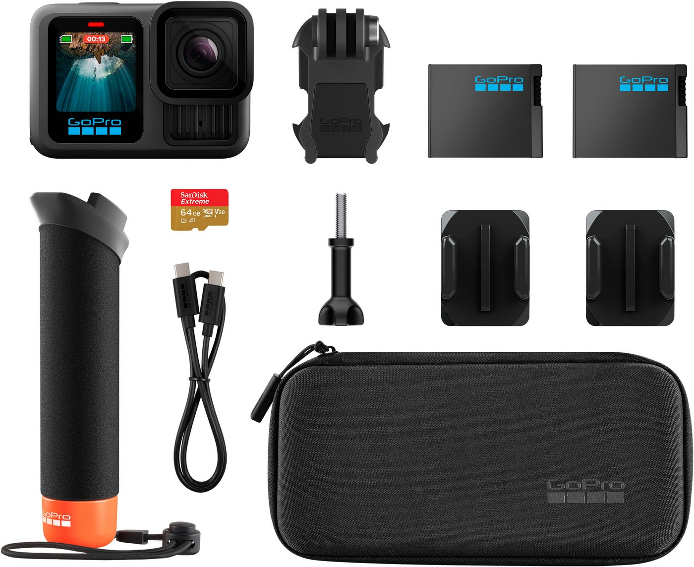 GoPro HERO13 Black + Zubehör-Bundle Action Cam (5,3K, Bluetooth, WLAN (Wi-Fi) von GoPro