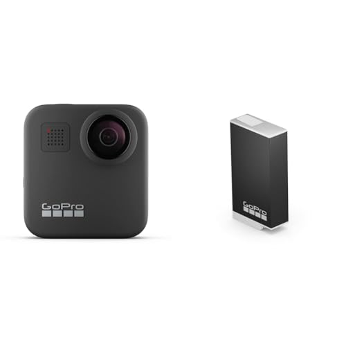 GoPro Max - wasserdichte 360-Grad-Digitalkamera mit unzerbrechlicher Stabilisierung, Touchscreen und Sprachsteuerung - Live-HD-Streaming, 4K, Black & Enduro Akku (MAX) – Offizielles Zubehör von GoPro