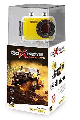 GoXtreme 20109 Victory HD Action-Kamera mit Wasserdichtem (5 cm (2 Zoll) Display, 720p, 1,3 Megapixel, CMOS-Sensor, microSD Kartenslot, USB, Li-Ion Akku) gelb von GoXtreme