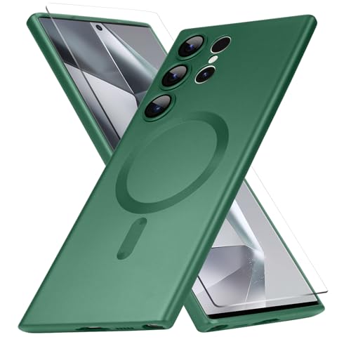 Goarshy Magnet für Samsung Galaxy S24 Ultra Hülle Grün [Kompatibel mit MagSafe] Kabelloses Laden Schutzhülle Slim Dünn Samsung Galaxy S24 Ultra Hülle 6,8 Zoll 2024, Rime Green von Goarshy