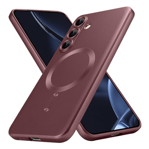 Goarshy Magnetisch für Samsung Galaxy S25 Plus Hülle Rot [Kompatibel mit MagSafe] Kabelloses Laden Schutzhülle Slim Dünn Samsung Galaxy S25 Plus Hülle 6,7 Zoll 2025, Rime Red von Goarshy