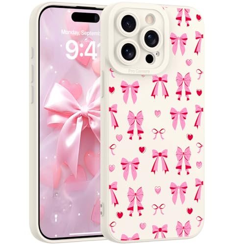 Goarshy Rosa Schleife Hülle Kompatibel mit iPhone 15 Pro Max Hülle, Niedliches Bowknot Ribbon Original Design mit Liebesherzmuster für Frauen Mädchen Kameraschutz Ästhetisch Dünn TPU Bumper Cover Goarshy Rosa Schleife Hülle Kompatibel mit iPhone 15 Pro Max Hülle, Niedliches Bowknot Ribbon Original Design mit Liebesherzmuster für Frauen Mädchen Kameraschutz Ästhetisch Dünn TPU Bumper Cover von Goarshy