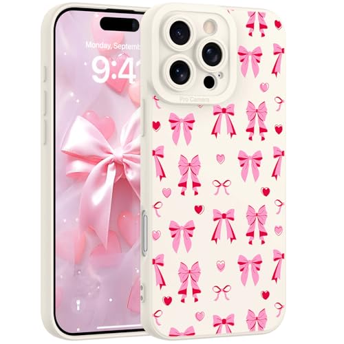 Goarshy Rosa Schleife Hülle Kompatibel mit iPhone 16 Pro Max Hülle, Niedliches Bowknot Ribbon Original Design mit Liebe Herz Muster für Frauen Mädchen Kameraschutz Ästhetisch Dünn TPU Bumper Cover Goarshy Rosa Schleife Hülle Kompatibel mit iPhone 16 Pro Max Hülle, Niedliches Bowknot Ribbon Original Design mit Liebe Herz Muster für Frauen Mädchen Kameraschutz Ästhetisch Dünn TPU Bumper Cover von Goarshy